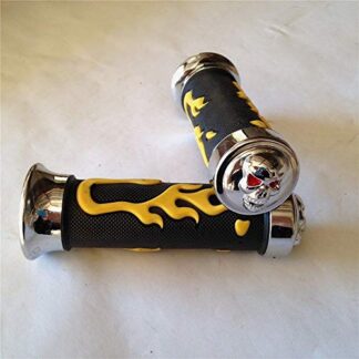 WATERCRAFT Flame Gel Style Thick Wall Grips Skull YELLOW Compatible with ATV QUAD WATERCRAFT BOMBARDIER JET SKI RECON RINCON Brute Force Prairie (7/8" BOTH SIDE)