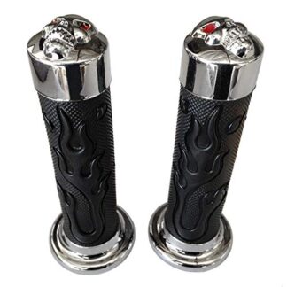 WATERCRAFTS Flame Gel Style Thinner Wall Grips Skull Black Compatible with ATV QUAD POLARIS SEADOO BOMBARDIER JET SKI FOREMAN RECON RINCON Brute Force Prairie ATV BRUIN GRIZZLY KODIAK(7/8" BOTH SIDE)