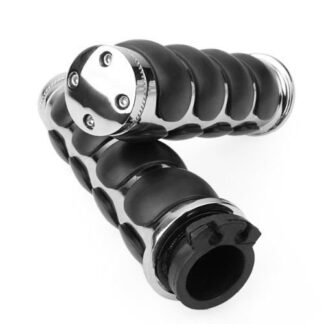 Winllyat Motorcycle Molded Rubber Chrome Hand Handlebar Grips Fits Cruisers Choppers Harley Davidson Suzuki Kawasaki Yamaha Honda with 1" inch Throttle Grips Bar Ends (1" inch(26mm))