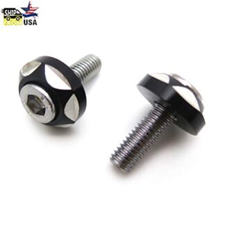 XHT- 2pcs 6mm Metal Motorcycle License Plate Frame Round Shape Hex Bolt Screws Bolt Screw Fastener In Blue [P/N: MT215-021]
