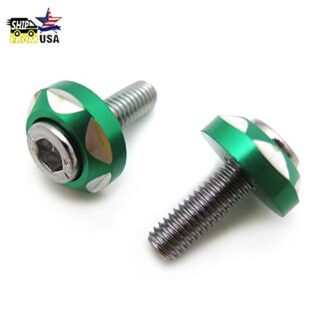 XHT- 2pcs 6mm Metal Motorcycle License Plate Frame Round Shape Hex Bolt Screws Bolt Screw Fastener In Green [P/N: MT215-021]