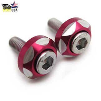 XHT- 2pcs 6mm Metal Motorcycle License Plate Frame Round Shape Hex Bolt Screws Bolt Screw Fastener In Red [P/N: MT215-021]