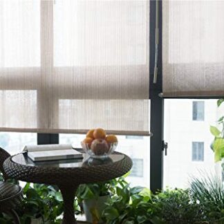 XHT- 8'W x 6'L Roller Shade Blind Roll up w/crank For Deck Porch Balcony Patio Light Filter Block 90% UV [P/N: ET-KLB-HT8*6-BEIGE]