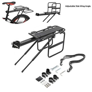 XHT- Bicycle Rear Rack Fender Luggage Rack Seat w/metal adjustable side wing [P/N: ET-BIKE-RACK004-BK ]