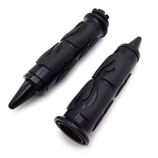 XHT- Black Flame Rubber Hand Grips 1" 25mm For Chopper/H-D/Suzuki/Kawasaki/Yamaha/ [P/N: MT291-007B]