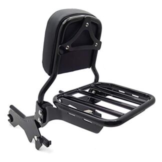 XHT- Black Holdfast Sport Luggage Rack Sissy Bar Upright Black Compatible With 18-later FLDE FLHC FLHCS FLSL FXBB [P/N: TGHD-SBB049+BR-R007]