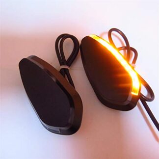 XHT- Black Mirror Block Off Base Plates with LED Signal Compatible with 2000-2008 Yamaha R1 Yzf-R1 Yzfr1 [P/N: MT222-011A]