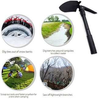 XHT-ET-Shovel001-BK Trave Hiking Multi-Functional Military Folding Shovel Survival Spade Emergency