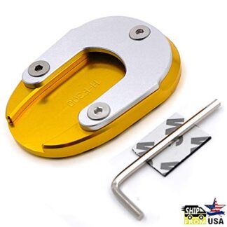 XHT- Extension Kickstand Plate Gold Aluminum Kickstand Pad Compatible with Yamaha FJR1300 2001-2019 Nice CNC Side Stand Plate [P/N: GZSP-JD-028]