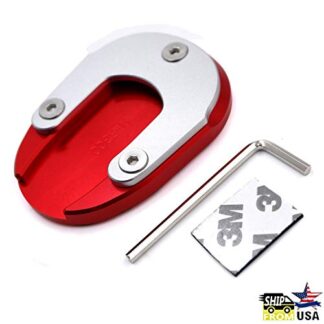 XHT- Extension Kickstand Plate Red Aluminum Kickstand Pad Compatible with Yamaha FJR1300 2001-2019 Nice CNC Side Stand Plate [P/N: GZSP-JD-028]