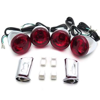 XHT- Front Rear Turn Signal Indicator Chrome Red Compatible with 1992-2016 Harley Sportster XL 883 1200 [P/N: RS059/XH6004-004]