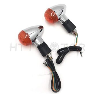 XHT(BC)-2X Universal Motorcycle Turn Signal Indicators Blinker Amber Light Chrome Metal