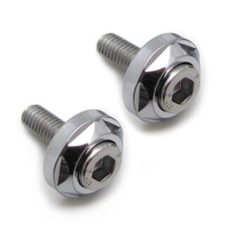 XHT(BC)- 2pcs 6mm Metal Motorcycle License Plate Frame Round Shape Hex Bolt Screws Bolt Screw Fastener In Chrome [P/N: MT215-021]