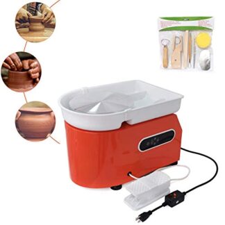 XHT(BC) 350W 25cm 110V LCD Display Pottery Wheel Table Top Ceramic Forming Machine With A Bag Of Tool Kit Clay Craft [P/N: ET-TOOL023-ORANGE]
