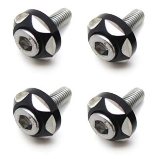 XHT(BC)- 4Pcs 6mm Thread Dia Aluminum Alloy Decorative License Plate Bolt Screw Compatible with Most Car Motorcycle [P/N: XHT215-021]