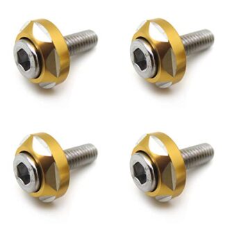 XHT(BC)- 4Pcs 6mm Thread Dia Aluminum Alloy Decorative License Plate Bolt Screw Compatible with Most Car Motorcycle [P/N: XHT215-021]