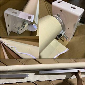 XHT(BC)-8.2'×6.5' Retractable Awning Aluminum Patio Sun Shade w/Crank Handle Water-Resistant Polyester Outdoor Patio Manual Awning Cover Beige white