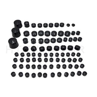 XHT(BC)- 87pc Black Bolt Cap Dress for 00-06 Harley Softail Engine & Misc Bolt Nut Cover