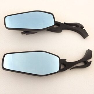 XHT(BC)- Aluminum Custom Black Mirrors Fire Flame Stem For All Kawasaki Suzuki Cruiser Bikes models