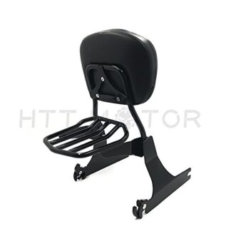 XHT(BC)- Black Detachable Backrest Sissy Bar Passenger Luggage Rack For Harley Dyna 06-up