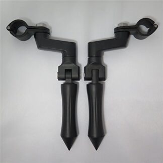 XHT(BC)- Black Footpeg Footrest w/Mounting Kit Clamps Fits Front Engine Guards with 1"(25mm) Diameter Tubing For GoldWing VTX1300 Shadow Valkyrie Triumph