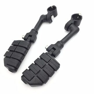 XHT(BC)- Black Large Footpegs Long Angled Adjustable Mounting Kit For GoldWing VTX1300 Shadow Valkyrie Triumph Road Glide Ultra FLTRU with 1-1/2 inch (1.5") Front Engine Guard Frame Tube