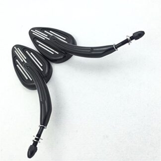 XHT(BC)- Black Rear View Left&Right Silver Grooved Mirrors For Harley Davidson 1982-later all models(except VRSCF and XL1200X mounted below the handlebars) Softail Dyna Touring Sportster