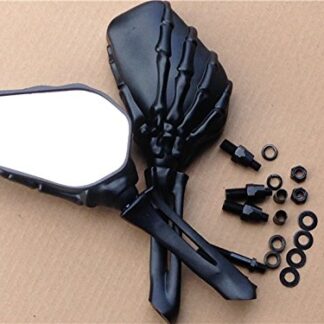 XHT(BC)- Black Skull Skeleton Hand Mirror For Suzuki Gsxr Hayabusa Cruiser Yamaha