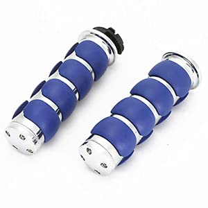 XHT(BC)-Blue Chrome Billet Aluminum 1" Hand Grip 25mm For Harley FXDL Dyna Low Rider