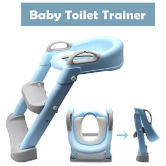 XHT(BC) Blue Toddler Potty Training Seat Ladder Step Toilet Girl Chair Infant Kids Bathroom Trainer