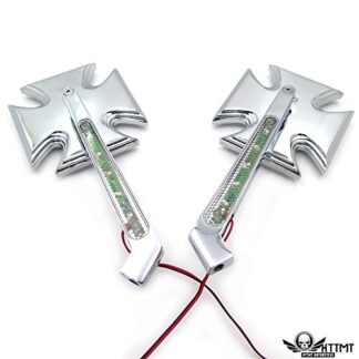 XHT(BC) CHROME BILLET MIRRORS LED BLINKERS TURN SIGNALS MALTESE CROSS SET FOR HARLEY