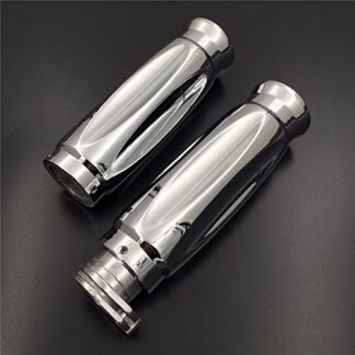 XHT(BC)- Chrome 1" 25mm Handlebar Grips For Harley Davidson XL Sportster 883 1200/ Kawasaki Vulcan Classic Custom 900/ GoldWing
