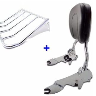 XHT(BC)- Chrome Detachable Adjustable Backrest Sissy Bar with Luggage Rack For Harley Davidson 1997-2017 Touring (Need Docking, Sold Seperate) Electra Glide Standard/Classic -FLHT/FLHTC