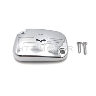 XHT(BC)- Chrome Hydraulic Clutch Master Cylinder Cover Lid For 14-16 Harley Touring Skull