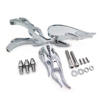XHT(BC)- Chrome New Billet Custom Running Mirrors fit Harley Dyna Wide Glide Flame Style