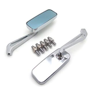 XHT(BC)- Chrome Rectangle Shape Aluminum Mirrors Fit Most motorcycle Suzuki Kawasaki Yamaha Harley handlebar mount and motorcycles with 8mm or 10mm clockwise