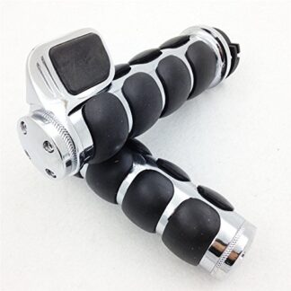 XHT(BC)- Chrome Rubber Hand Grips 1" Pair For Harley Davidson FXDWG Dyna Wide Glide/Suzuki Volusia 800 M50 Boulevard
