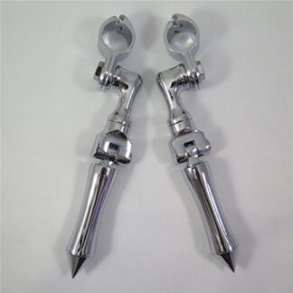 XHT(BC)- Chrome Short Angled Adjustable Peg Mounting Kit Stick Footpeg GoldWing VTX1300 Shadow Valkyrie Triumph w/ 1-1/4 inch (1.25") Front Engine Guard Frame Tube