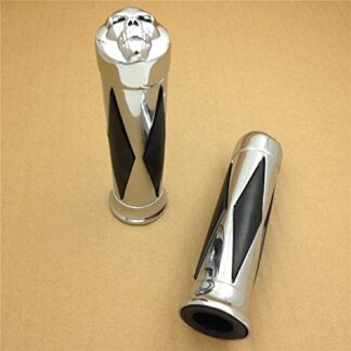 XHT(BC)- Chrome Skull Diamon Hand Grip Handlebar Grips 1" 25mm For Suzuki Sportbikes 1987-2012 Savage 2002-2005 Volusia 800
