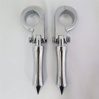 XHT(BC)- Chrome Stick Footpeg Footrest w/Mounting Kit P-Clamp Fits Front Engine Guards w/ 1-1/2" Diameter Tubing For Yamaha V-STAR Roadstar Suzuki Boulevard Intruder M90