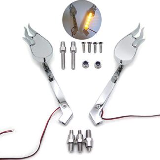 XHT(BC)- Chromed Flame LED Turn Signal Integrate Mirrors For CBR 600 600RR 900RR 929R R954RR 1000RR Kawasaki Ninja Suzuki GSXR 600 750 1000 1100 Hayabusa Yamaha FZR600 YZF600R R6 R1