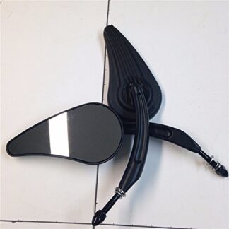 XHT(BC)- Custom Aluminum Raindrop Shape Tailfin Mirrors Fit Harley Softail Custom Deluxe Deuce Rocker Standard Black