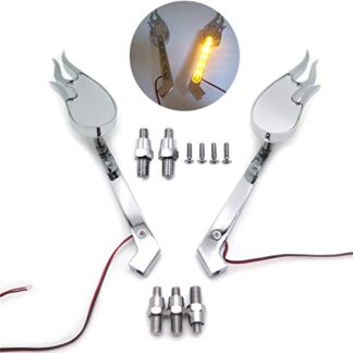 XHT(BC)- Custom Chromed Flame Shape LED Turn Signal Integrate Mirrors For All Kawasaki Suzuki Cruiser Bikes
