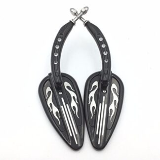 XHT(BC)- Customize Black Flame Groove Side Mirrors Raindrop Shape For Harley Davidson Dyna Super Glide T Sport FXDXT
