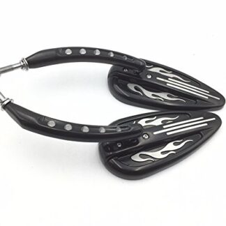 XHT(BC)- Customize Black Flame Groove Side Mirrors Raindrop Shape For Harley Night Train FXSTB Springer Softail FXSTS Sportster 1200 XLH1200