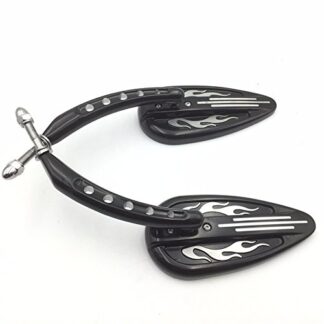 XHT(BC)- Customize Black Flame Groove Side Mirrors Raindrop Shape For Sportster 1200 Custom XL1200C 1982- up Sportster 883 XLH883