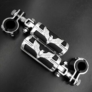 XHT(BC)- Eagle Hawk Shape 1" 1-1/4" Highway Stiletto 4475 Foot Pegs Clamps For GoldWing GL1800 1500 1100 1200 Chrome Body Black Rubber