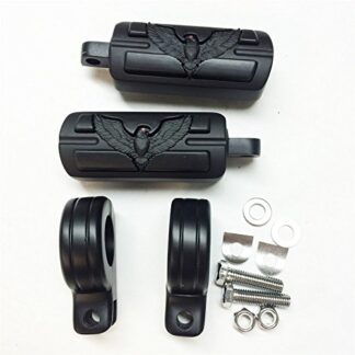 XHT(BC)- Eagle Hawk Shape 1 1/2" Highway Stiletto 4475 Foot Pegs P-Clamps For Harley Sportster Touring Black Body Black Rubber