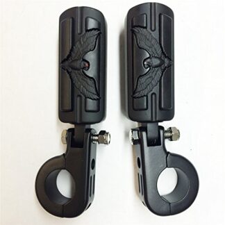 XHT(BC)- Eagle Hawk Shape 1 1/4" Highway Stiletto 4475 Foot Pegs P-Clamps For Harley Sportster Touring Black Body Black Rubber