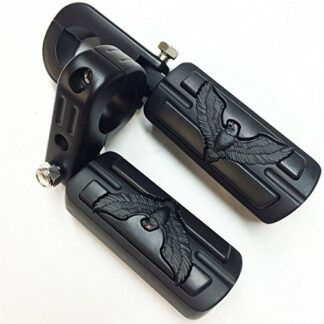 XHT(BC)- Eagle Hawk Shape Front 1 1/2" Highway Stiletto 4475 Foot Pegs P-Clamps For GoldWing GL Black Body Black Rubber